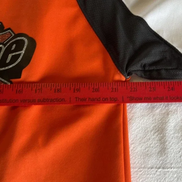 Minnesota Machine Hockey Jersey Sz M Orange Black White Glitter #2 Game Used - Picture 7 of 12